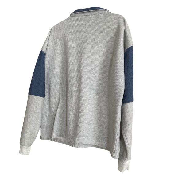 Retro Gray Blue Lake Tahoe California Sporty Preppy Quarter Zip Jacket Sz Large - Picture 4 of 16